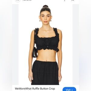 WeWoreWhat Black Ruffled Crop Top